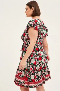 Black Boho Fit And Flare Dress Short Sleeve V-neck -You And All Fashion Store cdd12844e 34rb boho 4