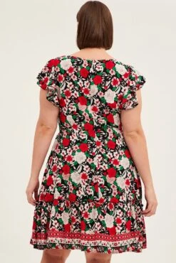 Black Boho Fit And Flare Dress Short Sleeve V-neck -You And All Fashion Store cdd12844e 34rb boho 5