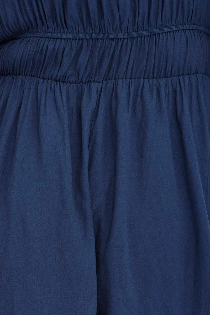 Blue Fit And Flare Dress 3/4 Sleeve Tiered Cut Out 6 Blue Fit And Flare Dress 3/4 Sleeve Tiered Cut Out - Image 6