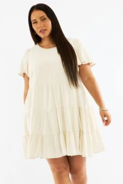 Beige Flared Sleeve Tiered Mini Dress -You And All Fashion Store cdd1330c 47a oatmeal 3