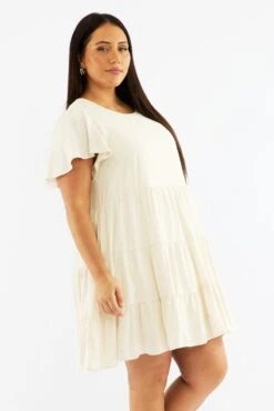 Beige Flared Sleeve Tiered Mini Dress -You And All Fashion Store cdd1330c 47a oatmeal 4