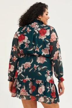 Floral Print Sleeve High Neck Long -You And All Fashion Store cdd13409 34ab floral prt 5 2