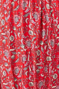 Red Boho Maxi Dress Short Sleeve Shirred -You And All Fashion Store cdd1362g 34rb boho 6