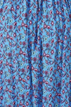 Blue Boho Maxi Dress Short Sleeve Shirred -You And All Fashion Store cdd1362i 34rb boho 6