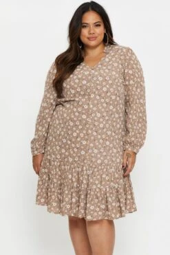 Floral Print Skater Dress Long Sleeve Ruffle Hem -You And All Fashion Store cdd13635d 80 floral prt 3