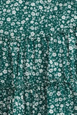 Green Ditsy Fit And Flare Dress Long Sleeve Button Front -You And All Fashion Store cdd1379 33rb ditsy 6