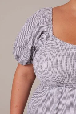 White Stripe Midi Dress Short Sleeve Tiered -You And All Fashion Store cdd1386d 47rb stripe 6