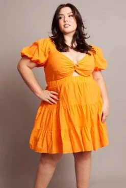 Orange Cut Out Twist Mini Dress -You And All Fashion Store cdd1392b 47ab orange 2