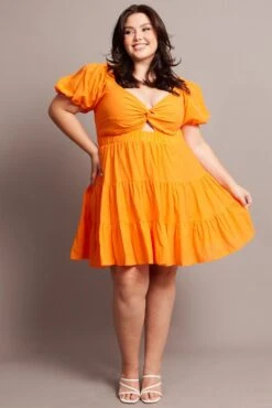 Orange Cut Out Twist Mini Dress -You And All Fashion Store cdd1392b 47ab orange 3