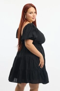 Black Twist Front Puff Sleeve Elastic Detail Minidress 7 Black Twist Front Puff Sleeve Elastic Detail Minidress -You And All Fashion Store cdd1392d 129a black 3