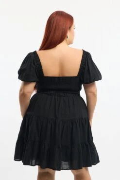 Black Twist Front Puff Sleeve Elastic Detail Minidress 8 Black Twist Front Puff Sleeve Elastic Detail Minidress -You And All Fashion Store cdd1392d 129a black 4