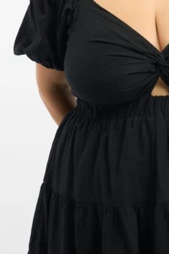 Black Twist Front Puff Sleeve Elastic Detail Minidress 9 Black Twist Front Puff Sleeve Elastic Detail Minidress -You And All Fashion Store cdd1392d 129a black 5