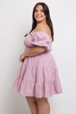 Pink Twist Front Puff Sleeve Elastic Detail Minidress -You And All Fashion Store cdd1392d 47ab pink 3