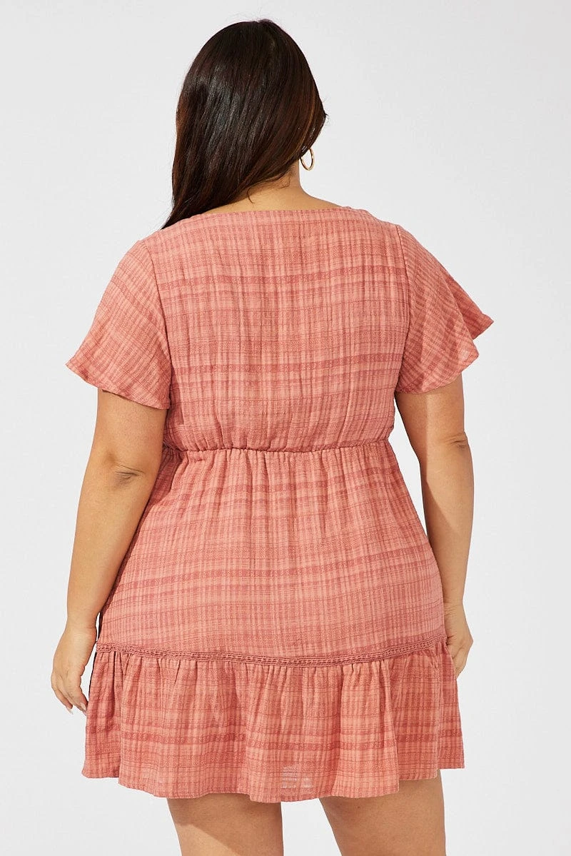 Brown Smock Dress Short Sleeve Textured 5 Brown Smock Dress Short Sleeve Textured - Image 5