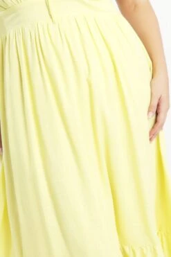 Yellow Midi Dress Short Sleeve Ruched Bust -You And All Fashion Store cdd14030b 35rb yellow 5