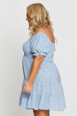 Ditsy Print Maxi Dress Square Neck Short Sleeve -You And All Fashion Store cdd1429 35lb ditsy prt 4