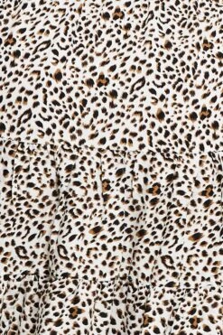 Animal Print Short Puff Sleeve Shirred Bust Dress -You And All Fashion Store cdd1429c 35l animal prt 6