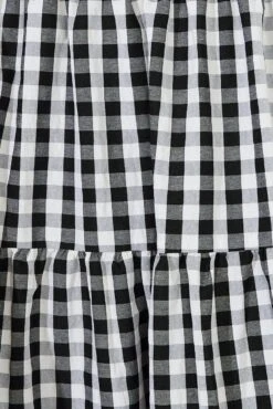 Black Check Midi Dress Short Sleeve Shirred Tie Back -You And All Fashion Store cdd1429f 33rb check 6