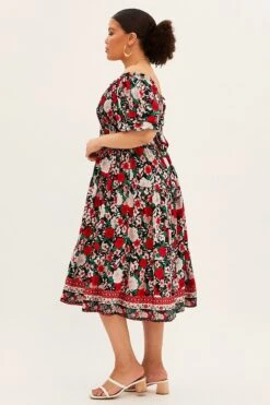 Multi Boho Midi Dress Off Shoulder Tie Back -You And All Fashion Store cdd1429p 34ab boho 4