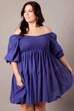 Blue Shirred Tier Cotton Mini Dress -You And All Fashion Store cdd1439c 34ab cobalt 3