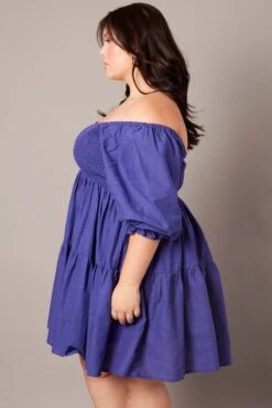 Blue Shirred Tier Cotton Mini Dress -You And All Fashion Store cdd1439c 34ab cobalt 4