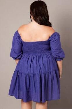 Blue Shirred Tier Cotton Mini Dress -You And All Fashion Store cdd1439c 34ab cobalt 5