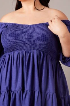 Blue Shirred Tier Cotton Mini Dress -You And All Fashion Store cdd1439c 34ab cobalt 6