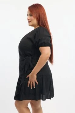 Black Wrap Frill Hem Dress -You And All Fashion Store cdd14449 129a black 4