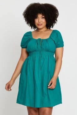 Green Short Capped Sleeve Mini Dress -You And All Fashion Store cdd1448 42lb forest 3 1