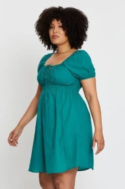 Green Short Capped Sleeve Mini Dress -You And All Fashion Store cdd1448 42lb forest 4 1