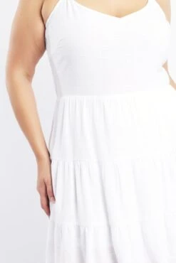 White Tiered Linen Blend Swing Dress -You And All Fashion Store cdd1450 10ab white 5