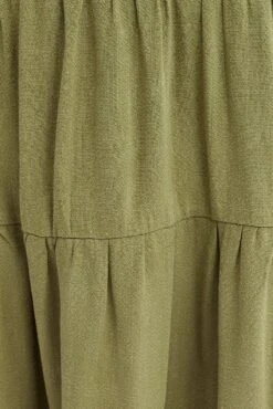 Green Relaxed Dress Short Sleeve V-neck Linen Blend 11 Green Relaxed Dress Short Sleeve V-neck Linen Blend -You And All Fashion Store cdd1462 34rb khaki 6