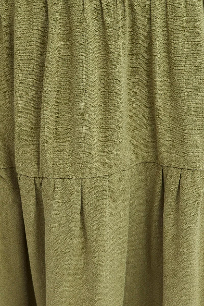 Green Relaxed Dress Short Sleeve V-neck Linen Blend 6 Green Relaxed Dress Short Sleeve V-neck Linen Blend - Image 6