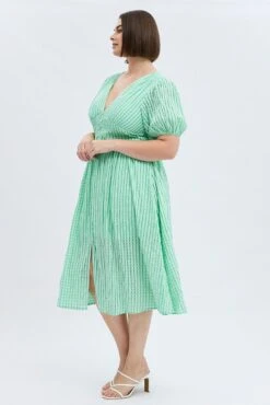 Green Midi Dress Short Puff Sleeve -You And All Fashion Store cdd1485b 36ab mint 4