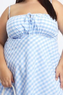 Blue Check Gingham Gather Bust Mini Dress -You And All Fashion Store cdd1495 125ab check 5