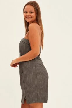 Grey Stripe Bodycon Dress Strapless 9 Grey Stripe Bodycon Dress Strapless -You And All Fashion Store cdd1510 33rb stripe 4
