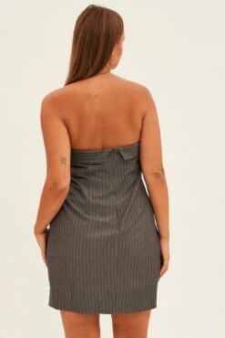 Grey Stripe Bodycon Dress Strapless 10 Grey Stripe Bodycon Dress Strapless -You And All Fashion Store cdd1510 33rb stripe 5