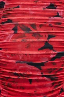 Red Abstract Bodycon Dress Sleeveless Ruched Mesh -You And All Fashion Store cdd1528a 33r abstract 6