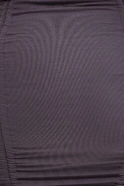 Grey Bodycon Dress Sleeveless Ruched Rib -You And All Fashion Store cdd1531 84rb charcoal 6