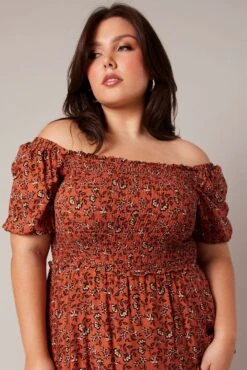 Brown Boho Shirred Mini Dress -You And All Fashion Store cdd1541b 35a boho 3