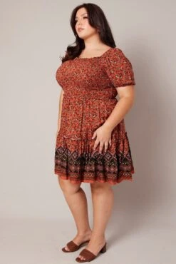 Brown Boho Shirred Mini Dress -You And All Fashion Store cdd1541b 35a boho 4