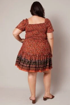 Brown Boho Shirred Mini Dress -You And All Fashion Store cdd1541b 35a boho 5