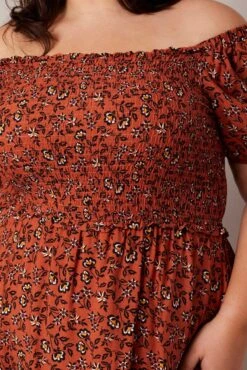 Brown Boho Shirred Mini Dress -You And All Fashion Store cdd1541b 35a boho 6