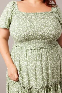 Green Ditsy Shirred Frill Minidress -You And All Fashion Store cdd1541c 35ab ditsy 6