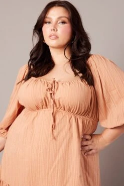 Brown Textured Stripe Mini Dress -You And All Fashion Store cdd1619ls 36a latte 3