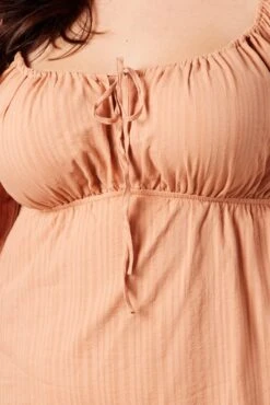 Brown Textured Stripe Mini Dress -You And All Fashion Store cdd1619ls 36a latte 6