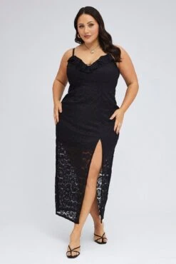 Black Midi Dress Sleeveless Lace -You And All Fashion Store cdd1630 81r black 3