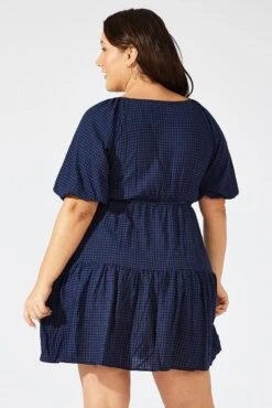 Blue Textured Cotton Wrap Frill Minidress -You And All Fashion Store cdd1634a 10ab navy 5