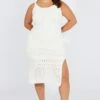 White Crochet Knit Dress Sleeveless