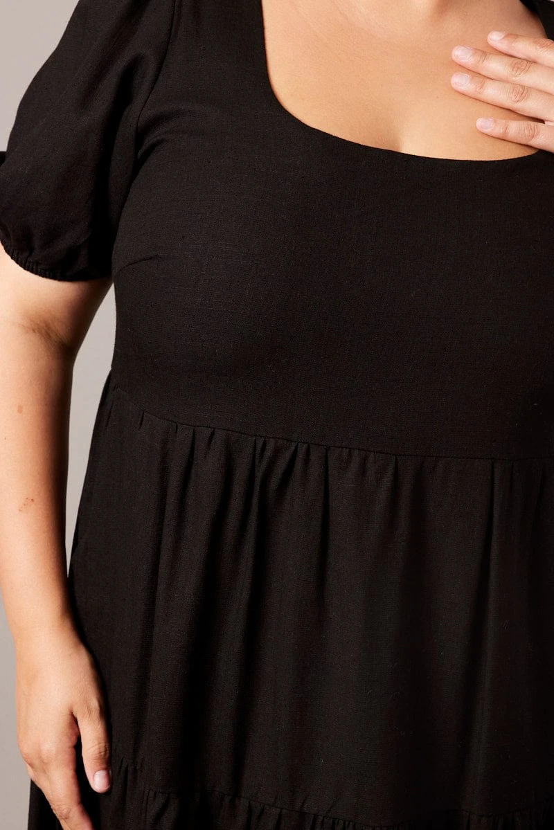 Black Scoop Neck Linen Maxidress With Pockets 6 Black Scoop Neck Linen Maxidress With Pockets - Image 6